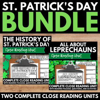 Preview of St. Patrick's Day Close Reading Activity Bundle - Reading Comprehension Activity