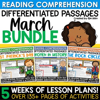 Preview of St. Patrick's Day Close Reading Comprehension Passages March BUNDLE