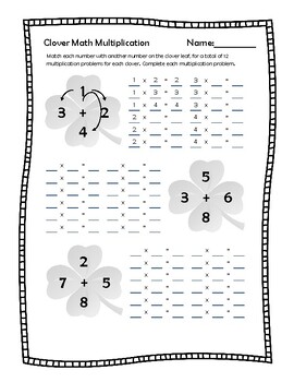 Preview of St/ Patrick's Day Clover Math - Multiplication