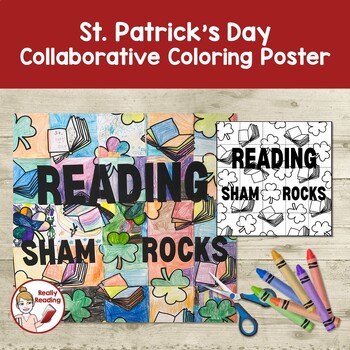 Preview of St. Patrick's Day Collaborative Coloring Poster Reading Shamrocks! 