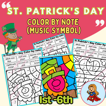 Preview of St. Patrick’s Day Color By Note, Color By Symbol, 6 Notes