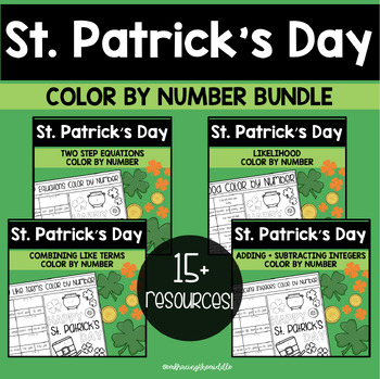 Preview of St. Patrick's Day Color By Number Activities for Middle School Math - 7th Grade