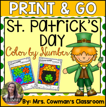 Preview of St. Patrick's Day Color By Number: Addition & Subtraction