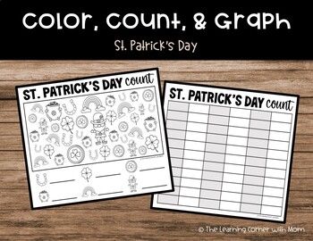 Preview of St. Patrick's Day Color, Count, and Graph Printable
