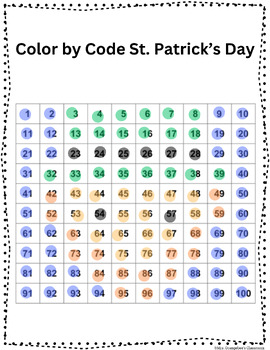 Preview of St. Patrick's Day Color by Code