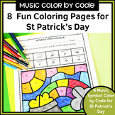 St Patrick's Day Color by Code Music Dynamics Symbols Worksheets