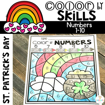 Preview of St. Patrick's Day Color by Code Numbers 1-10 Activities March Printables