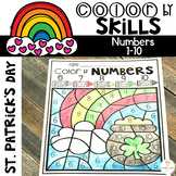 St. Patrick's Day Color by Code Numbers 1-10 Activities Ma