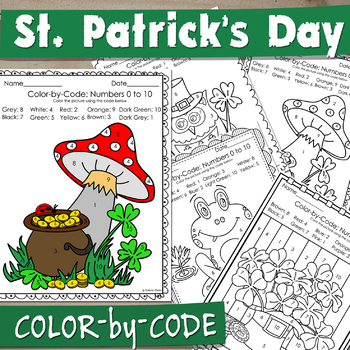 Preview of St. Patrick's Day Color by Code | Patrick Color By Numbers  1-10 Activities