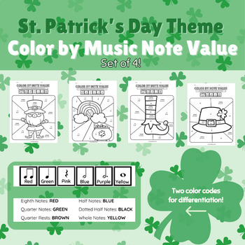 Preview of St. Patrick's Day Color by Note Value