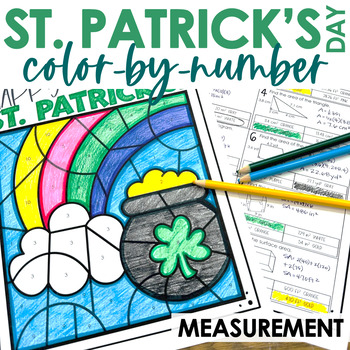 Preview of St. Patrick's Day Color by Number 7th Grade Math Measurement & Geometry