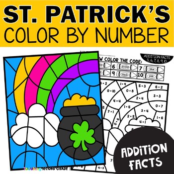Preview of St. Patrick's Day Color by Number Addition Facts to 20 - Color Code Busy Work