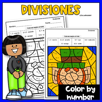 Preview of St. Patrick's Day Color by Number Division - Spanish - Practica de Divisiones