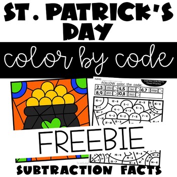 Preview of St. Patrick's Day Color by Number Subtraction