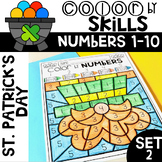 St. Patrick' s Day Color by Numbers 1-10 Activities Set 2 