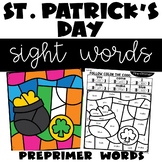 St. Patrick's Day Color by Sight Word with Preprimer Words