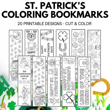 Preview of St Patrick's Day Coloring Bookmarks - 20 St Patrick's Bookmark Designs