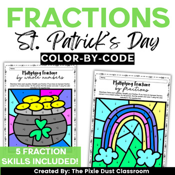 Preview of St. Patrick's Day Coloring Fraction Activity 5th Grade Math Color-by-Code Center