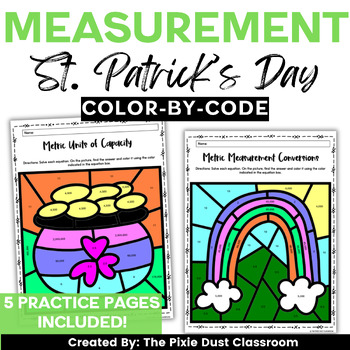 Preview of St. Patrick's Day Coloring Metric Measurement 5th Grade Math Color-by-Code