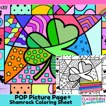 Preview of Shamrock Coloring Page St Patty’s Day Pop Art Coloring for St. Patrick's Day