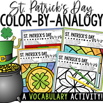 Preview of St Patricks Day ELA Activities | Analogy Color By Code | Analogies Worksheets