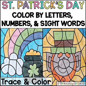 Preview of St. Patrick's Day Coloring Sheets | Color by Numbers, Letters, and Sight Words