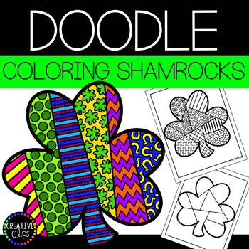 Preview of St. Patrick's Day Coloring Pages: Doodle Shape Shamrock {Made by Creative Clips}