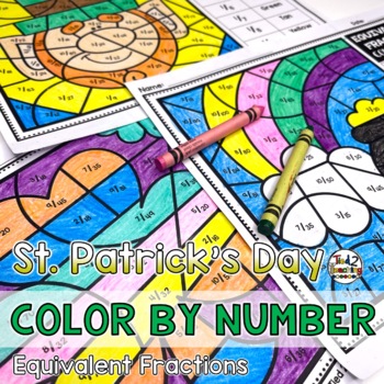 Preview of St. Patrick's Day Coloring Pages Equivalent Fractions Color by Number