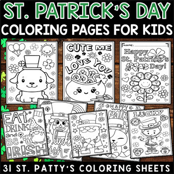 Preview of St. Patrick's Day Coloring Pages For Kids | March St. Patty's Coloring Sheets