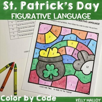 Preview of St. Patrick's Day ELA Coloring Pages March Figurative Language St. Patty's 