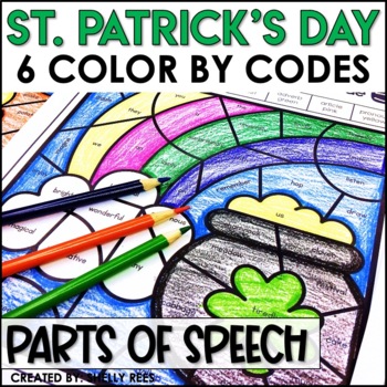 Preview of St. Patrick's Day Coloring Pages | Parts of Speech Color by Number