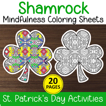 Preview of St Patrick's Day Coloring Pages: Shamrock Art Mindfulness Activities