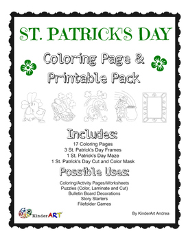 St. Patrick's Day Coloring Pages, Set of 3 Printable Coloring