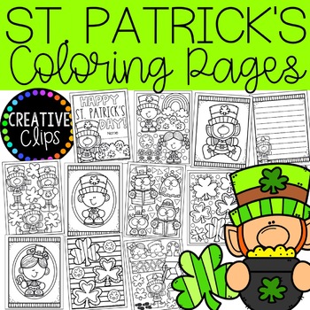 Preview of St. Patrick's Day Coloring Pages (+ writing papers) {Creative Clips Clipart}
