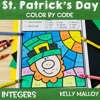 Preview of St. Patrick's Day Coloring Sheets Pages March Adding Subtracting Integers