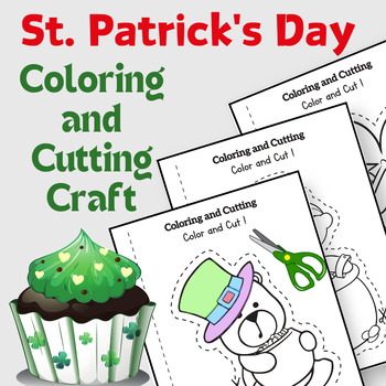 Preview of St. Patrick's Day Coloring and Cutting Craft for Kindergarten