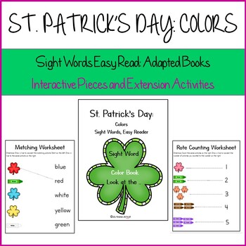 Preview of St Patrick's Day Colors, Sight Word Reader, Interactive Adapted Book, Extensions