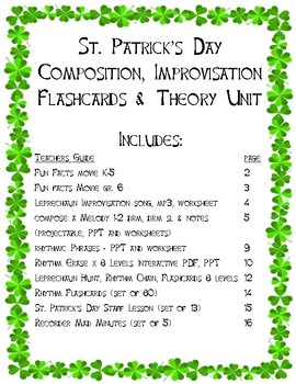 Preview of St. Patrick’s Day  Composition, Melodic Improvisation, Flashcards & Theory Unit