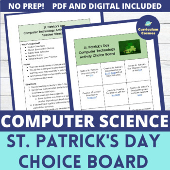 Preview of St. Patrick's Day Computer Science Activity Choice Board