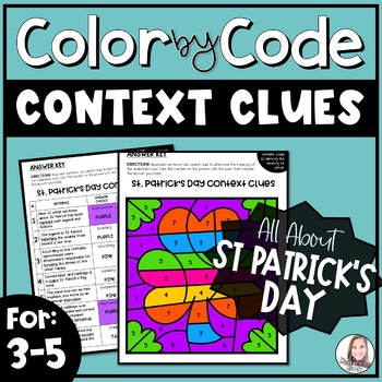 Preview of St Patrick's Day Context Clues Color by Number Activity