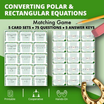 Preview of St. Patrick's Day: Converting Polar and Rectangular Equations Matching Games