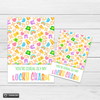 Preview of St. Patrick's Day Cookie Card Tags, You're Cereal-sly My Lucky Charm