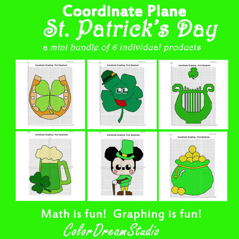 Preview of St. Patrick's Day Coordinate Plane Graphing Picture: Bundle 6 in 1
