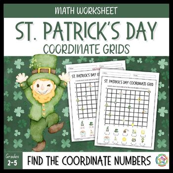 Preview of St. Patrick's Day Coordinate Grid Worksheet for Elementary - No Prep