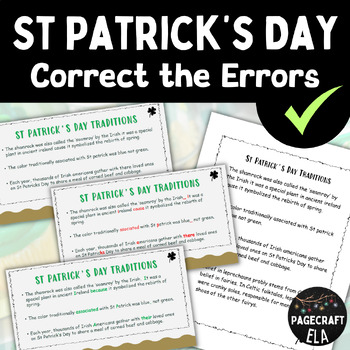 Preview of St Patrick's Day | Correct the Errors | Spelling Punctuation Grammar | Proofread