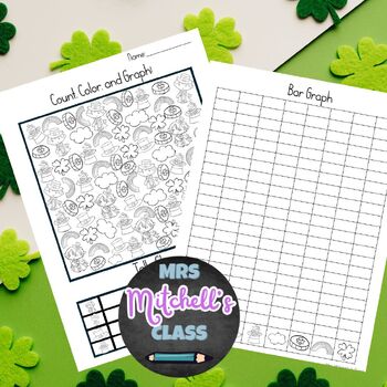 Preview of St Patrick's Day Count, Color, and Graph!