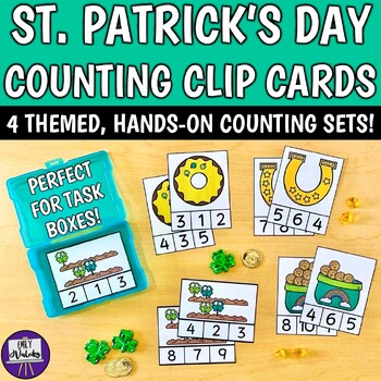 Preview of St. Patrick's Day Counting Clip Cards Bundle - PreK Kinder March Math Centers