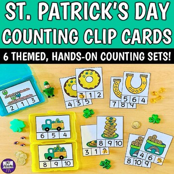 Preview of St. Patrick's Day Counting Clip Cards Bundle - PreK Kinder March Math Centers