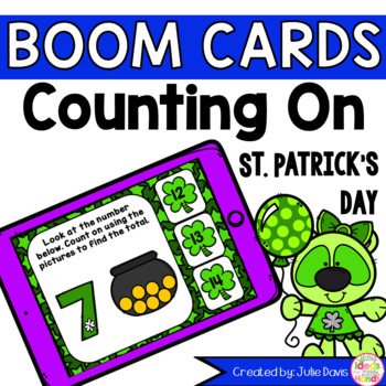 Preview of St Patrick's Day Counting On Early Addition Math Game Boom Cards