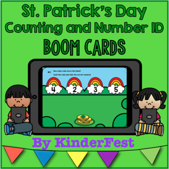 Preview of St. Patrick's Day Counting and Number Identification - Boom Cards